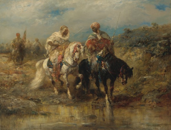 Arab horsemen raiding by Adolf Schreyer